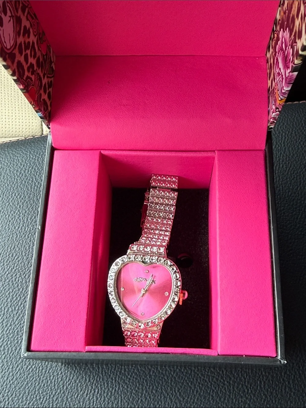 Ed Hardy Pink Heart Dial Crystal Bracelet Watch - Women Accessories nib